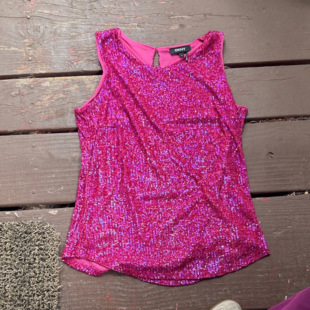 DKNY Fuchsia Sequin Tank Top